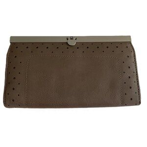 Sueded Faux Leather Wallet Paris Brown
